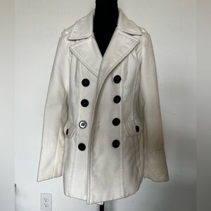 APT. 9 Cream Double Breasted Peacoat Jacket Size S Classic Winter Coat